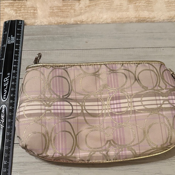 Coach Metallic Gold ,tan,and pink wristlet - Picture 6 of 9